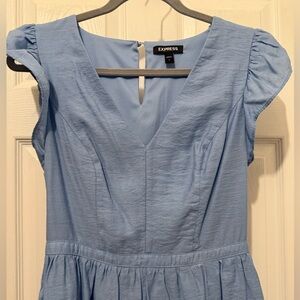 Express Sky Blue V-Neck Dress